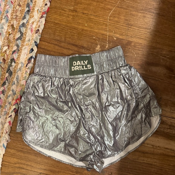 Daily Drills Metallic Silver Athletic Shorts - Picture 1 of 2